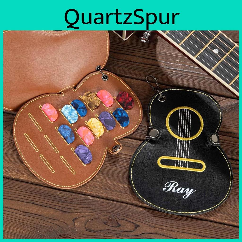 Guitar Box With Pick 17 Slots Customizable Name Guitar Shaped Guitar Pick Holder Pick Storage Bag For Guitar Lovers