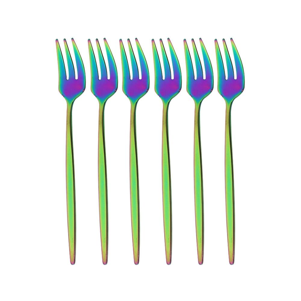 

Набір виделок для чаю з нержавіючої сталі, 6 предметів. Набір виделок для дрібних фруктів. Золота вилка для десерту. Для торта. Закуска. Золота вилка для салату. Набір посуду. різнокольоровий