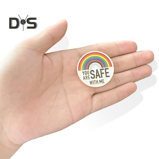 You Are Safe with Me-Anstecknadeln, Regenbogen-Emaille-Anstecknadeln mit inspirierendem Zitat, Farbblock-Brosche für Kleidung, Taschen, Rucksäcke, Jacken, Hüte
