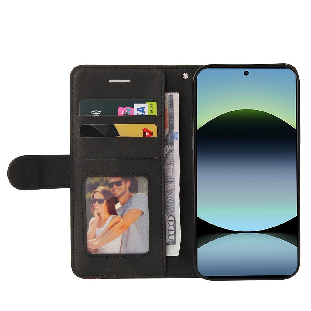 Dla Xiaomi Poco M6 Pro 4G/Xiaomi Redmi Note 13 Pro 4G/Xiaomi Redmi Note 14S 4G Skórzane Etui na Telefon Stojak Portfel z Dwukolorowym Wzorem