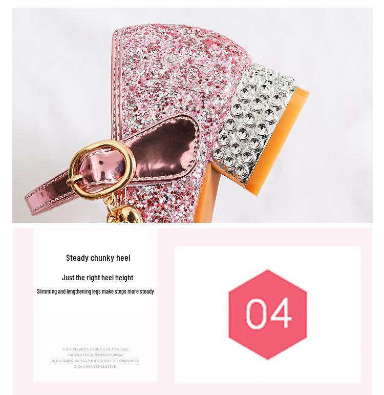 Girls' Elsa Princess Crystal High Heels - Spring/Autumn Fashion Shoes for Little Girls