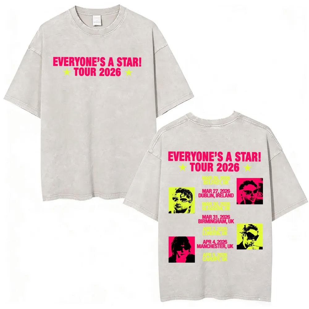 Seconds of Summer Everyones A Star World Tour Vintage Washed T Shirts Men Women Harajuku Hip Hop Oversized Tshirt Streetwear