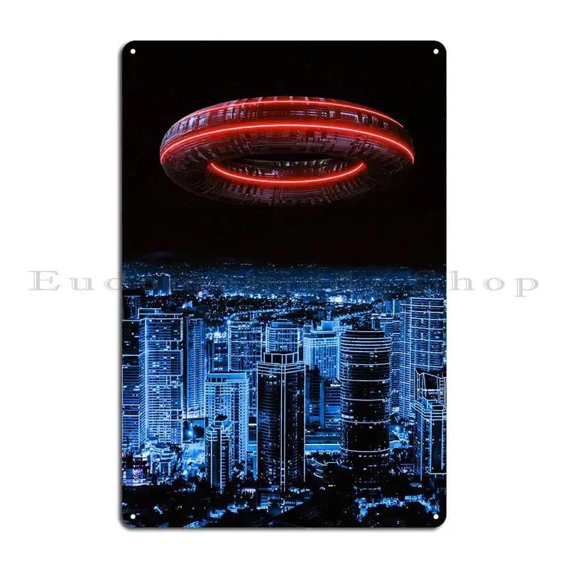 Alien Invasion Futuristic Metal Sign Plaques Club Customized Cave Poster Tin Sign Poster 20x30cm（7.8x11.8inch）
