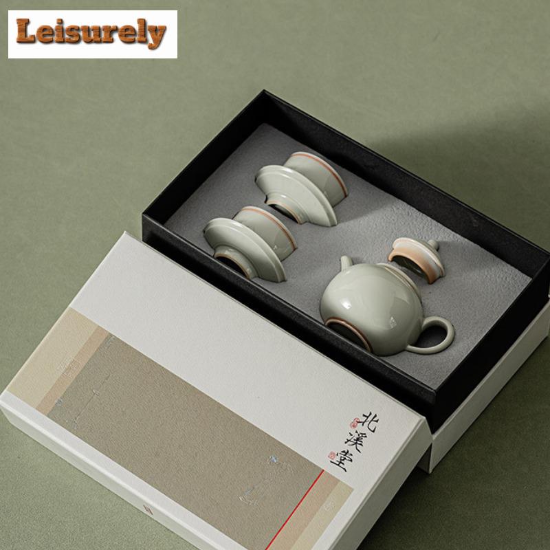 Beixi Tang Handgefertigter Eis-Tisch Farbige Keramik Tee-Set Komplettes Set Teezeremonie-Set Teekanne und Tasse Untertassenset Chinesisches Tee-Set Geschenk