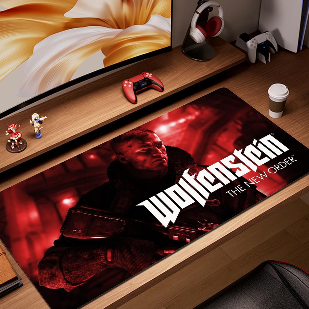 HYBXAXC Mouse Pad Wolfenstein Mousepad Large Keyboard Desk Mat Gaming Mouse Pad LockEdge Non-slip Mat Keyboard Mousepad 90x40