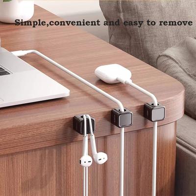 12Pcs Magnetic Cable Holder Self Adhesive Cord Clip Smooth Pulling Charging Cable Keeper Wire Clip for Car/Home/Office