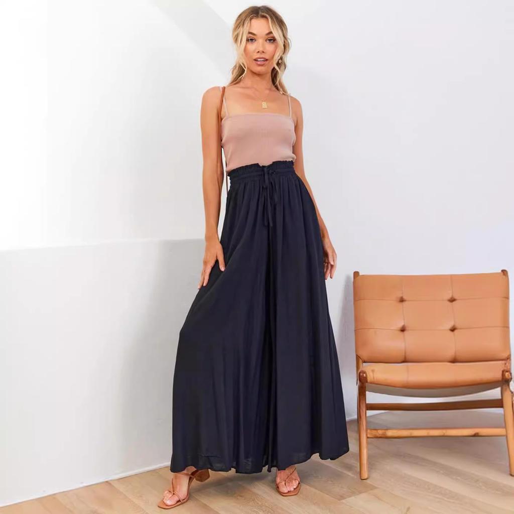 2025 European & American Spring/Summer Women's Loose Wide-Leg Casual Fashion Long Pants