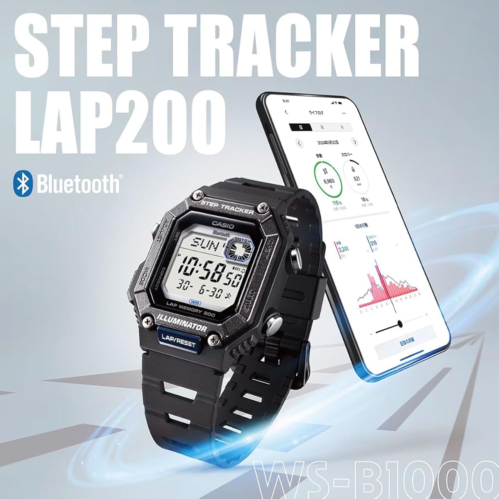 Casio WS-B1000-2AV Bluetooth Digital Watch Mobile Link Step Tracker Men's Dark Blue Gray