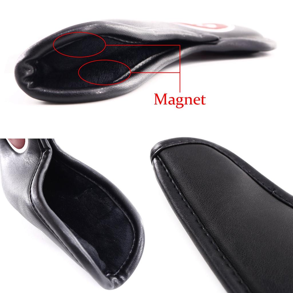 Golf Iron Magnetic Wedge Club Headcover Synthetic Numbered Red and Black Synthetic Covers, Covers, Set, Leather, Black/White (10pcs (4-9, P, A, S, X),