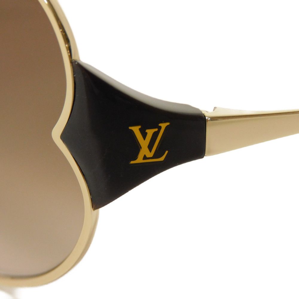 Used Daisy Butterfly Oval with Gold Plated LV Logo in Acetate Brown Gradient (12564 Z0262U 7968) from Japan AUTHENTIC