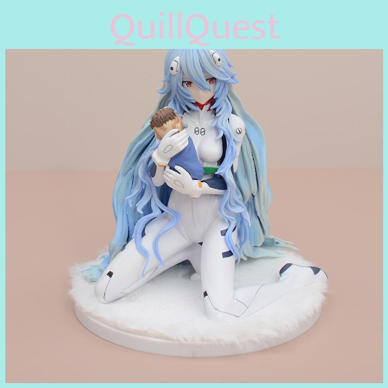 Evangelion Ayanami Rei Pvc Model With Kneeling Pose And Plush Base For Anime Collectors