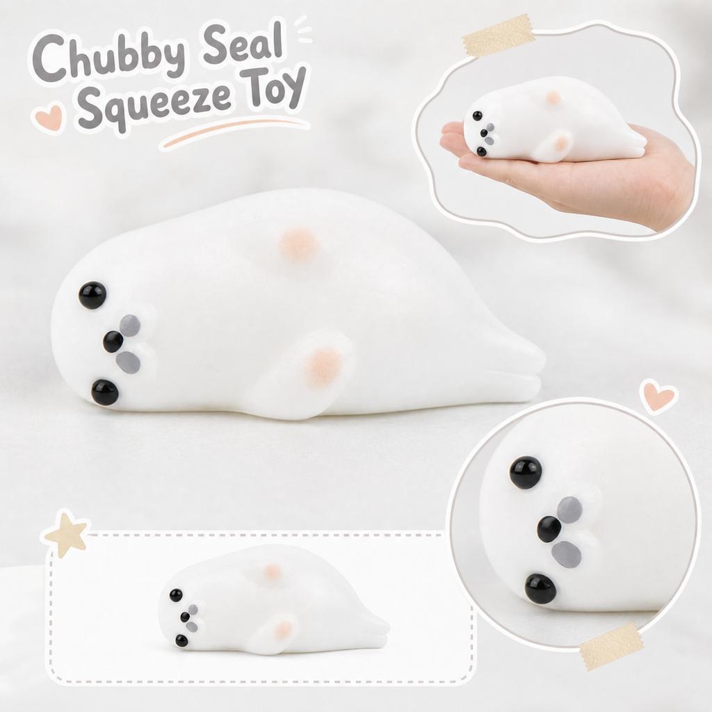 Soft Squishy Seal Toy Stress Relief Squeeze Animal Figure Sensory Toy for Kids and Adults Durable Flexible Material