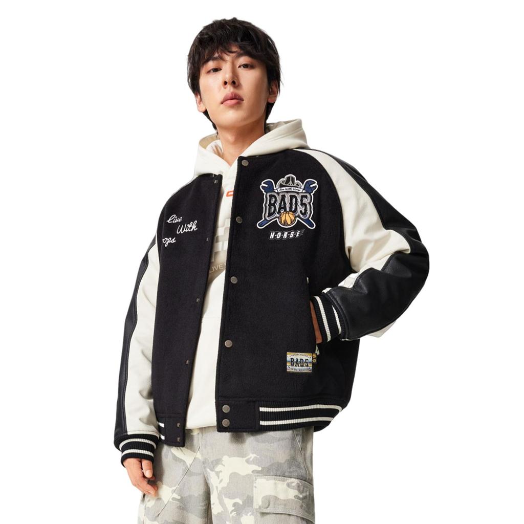 Li-Ning Badfive Wool Blend Varsity Jacket Black Men AJMW009-3