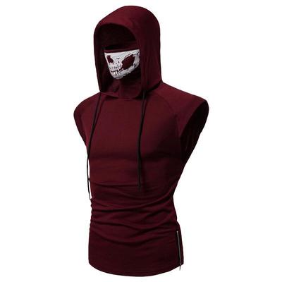 Spring and Summer Personalized Elastic Fitness Men's Ninja Suit Hooded Sleeveless Vest Mask Riding