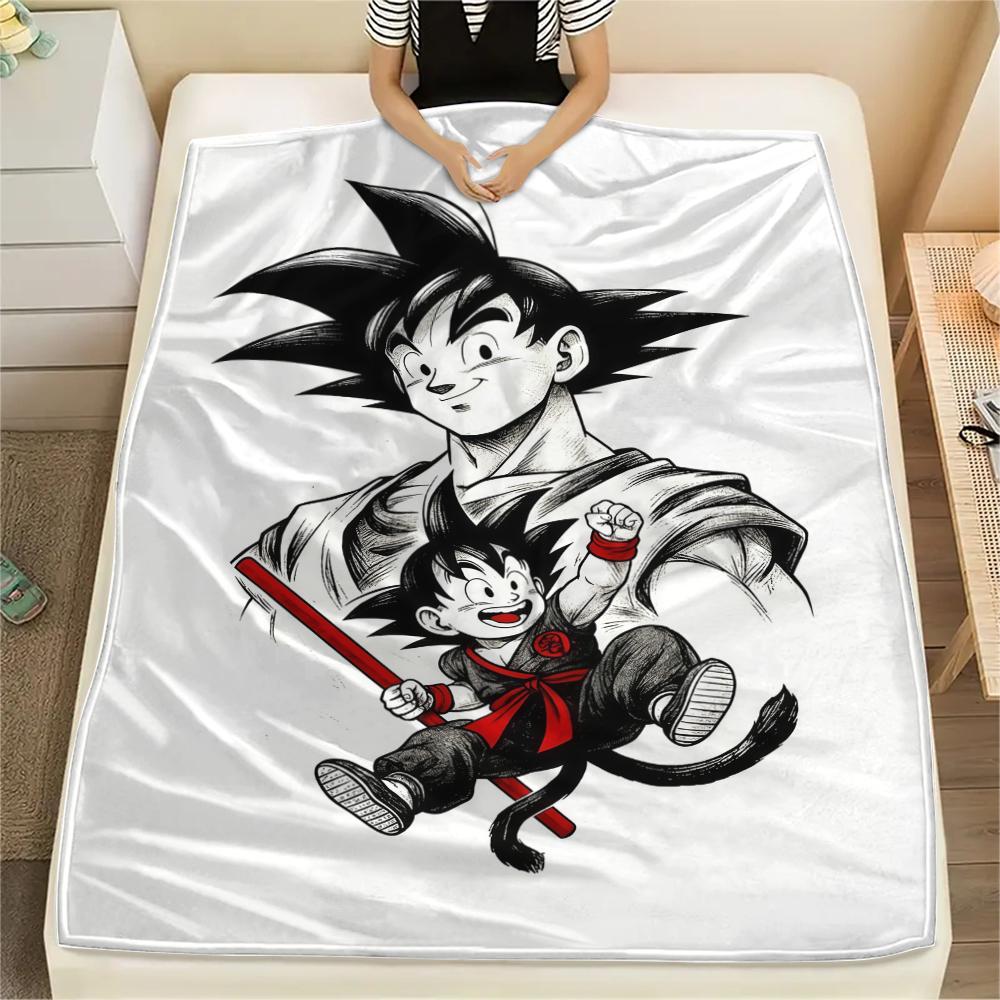 Dragon Ball Cute Son Goku Flannel Blanket Fashion Print For Bedroom Sofa Bed Chair Travel Picnic -HE7