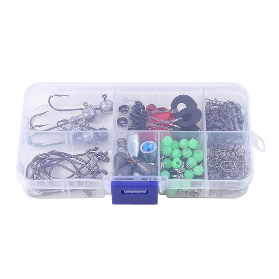 Fishing Weights Sinkers Fishing Hooks Set with Storage Box High Durability Rust Resistant Compact Portable Fishing Rig Kit