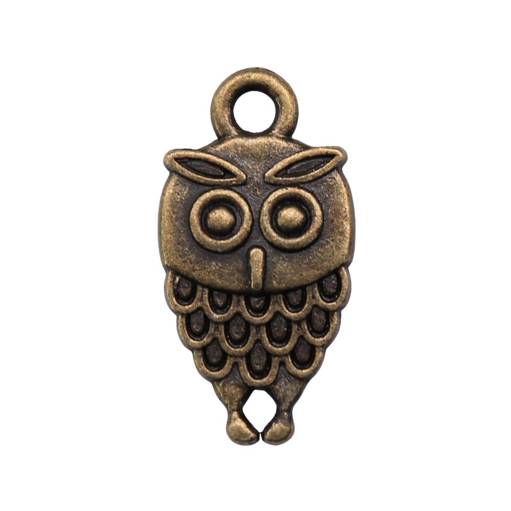 

10шт двусторонние подвески в виде совы, античная бронза, цвет цинкового сплава, 19х9 мм