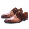 Fashion FELIX CHU Men's Classic Monk Strap Formal Shoes Genuine Leather Suede Oxford Brogue with Buckle Detail for Wedding Dress Shoes