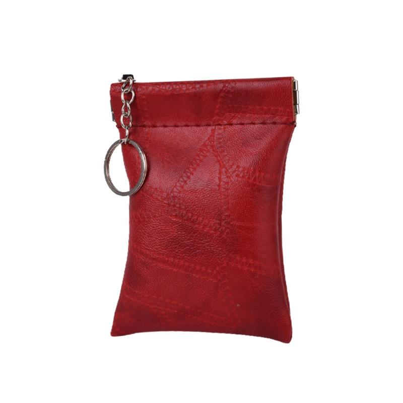 Leather Keychain Men Women Key Holder Organizer Pouch Cow Split Car Key Bag Wallet Housekeeper Key Case Small Wallet Mini Purse