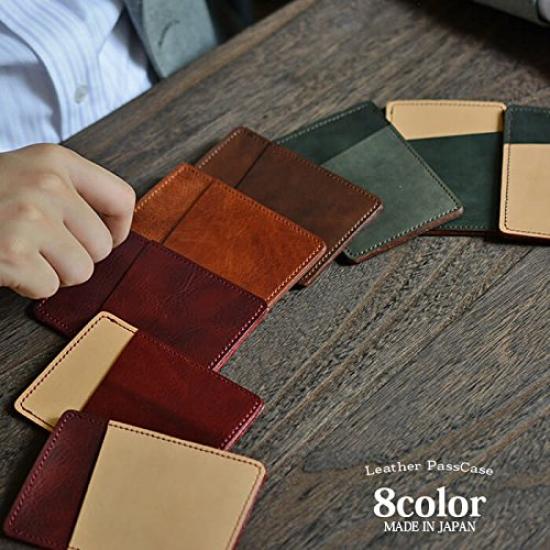 Made in Japan by a leather genuine single pass commuter 2 pockets (EndMark) craftsman, leather, thin, case, pass, (wine red)