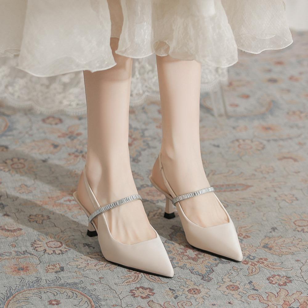 Fashion Sharp Pointed Slim Heeled High Heels Women 2025 New Summer French Rhinestone Back Air Sandals Womens Shoes sandals ladies shoes