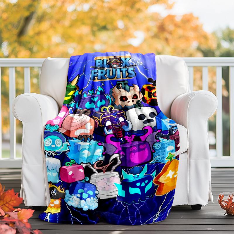 Coperta Stampata Tema Blox Fruits - Perfetta per Divano, Letto, Viaggio e Uso Esterno | Lavabile in Lavatrice, Accogliente e Durevole.