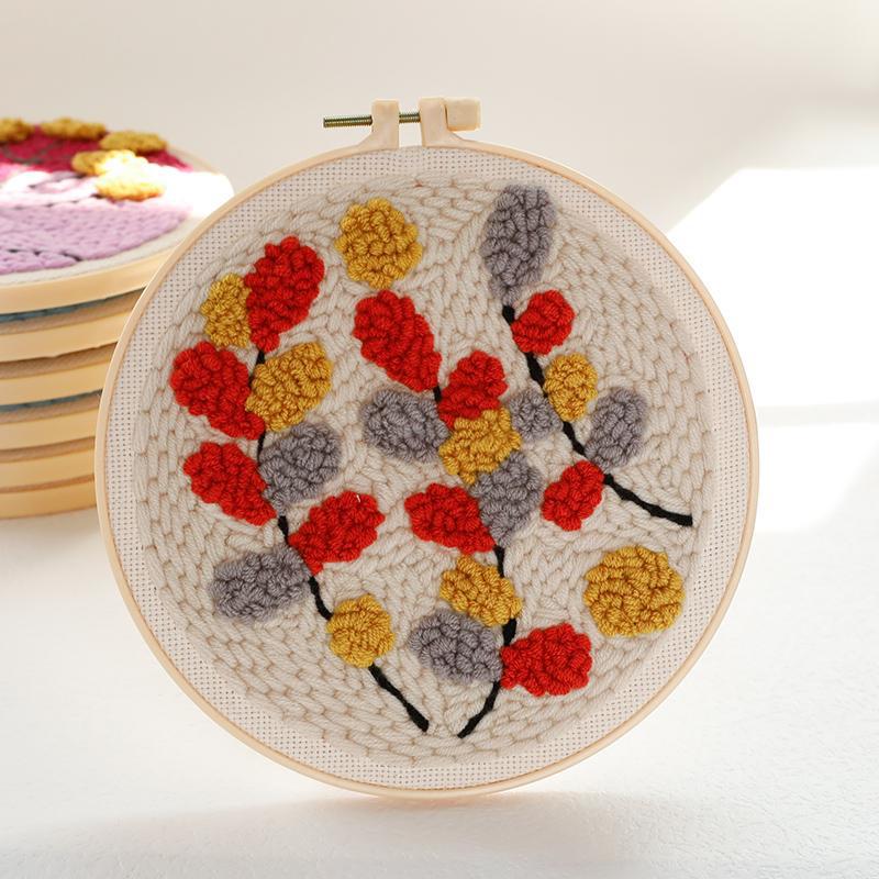 Russian DIY Punch Needle Embroidery Kit: Includes Yarn, Needle, Latch Hook, & Hoop for Knitting & Ornament Crafting