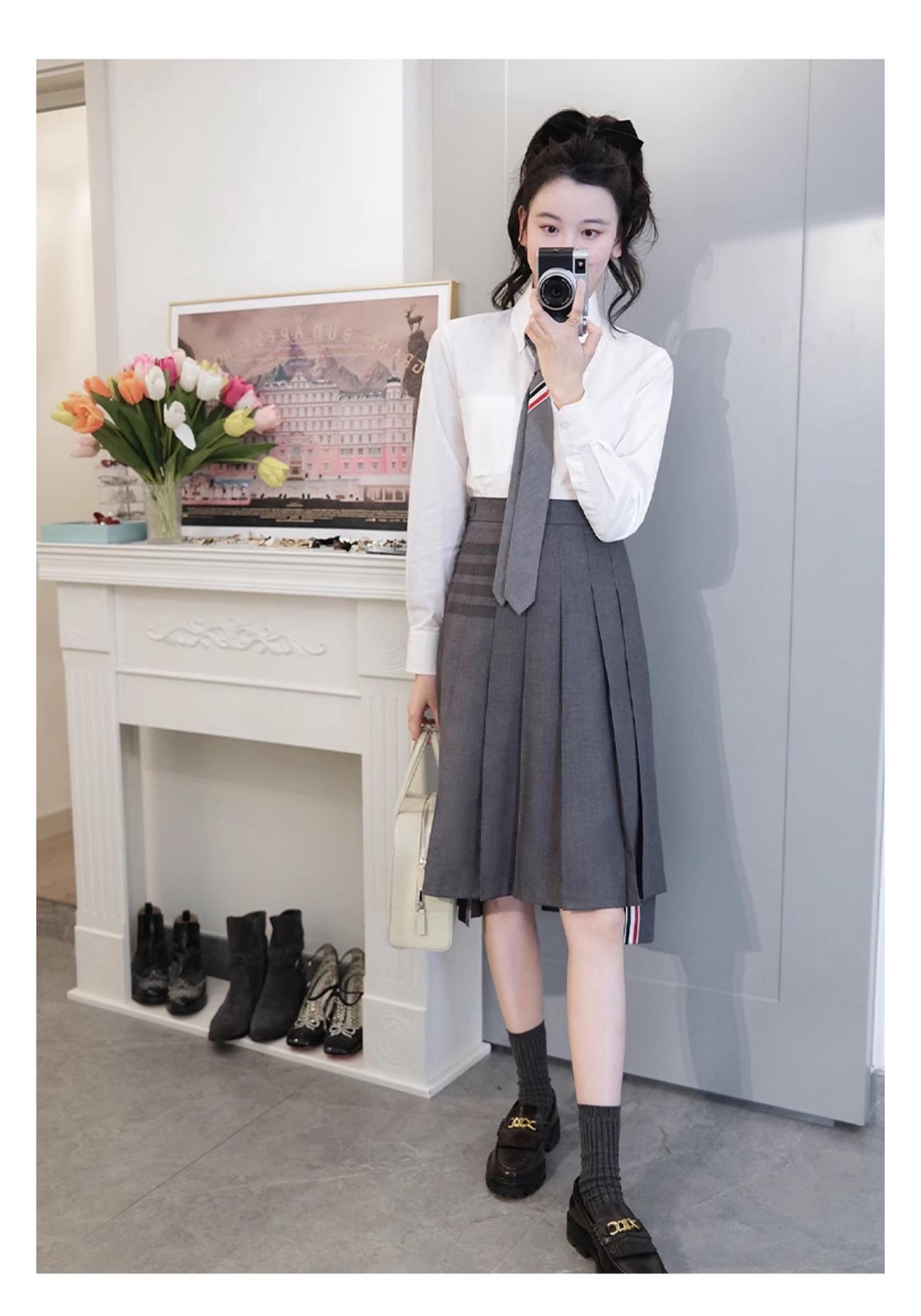 Women s Autumn College Style Pleated Wool Skirt S