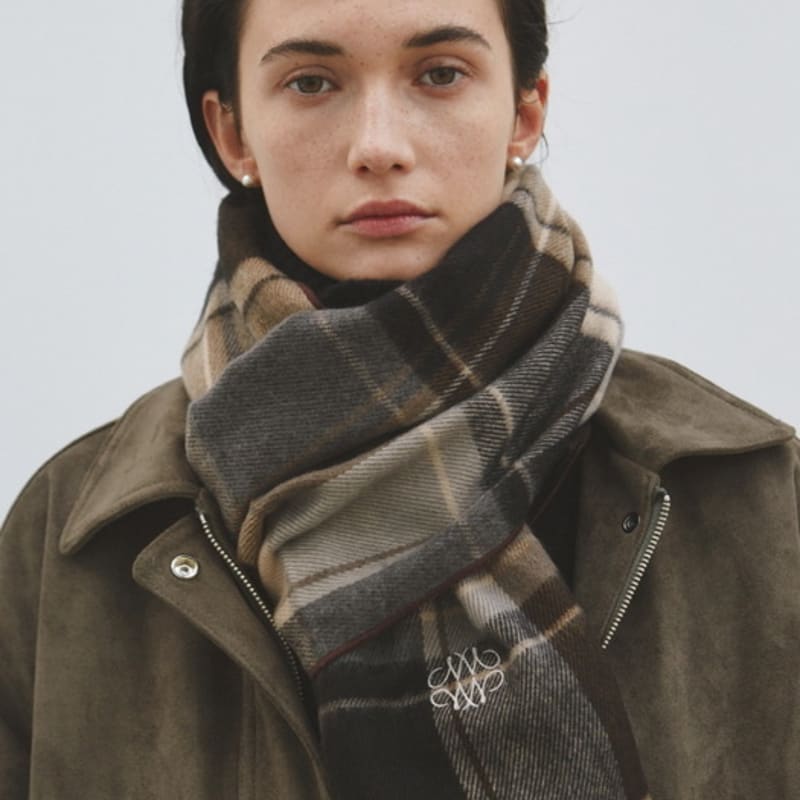 NICK&NICOLE NICOLE MIXED CHECK MUFFLER_BROWN