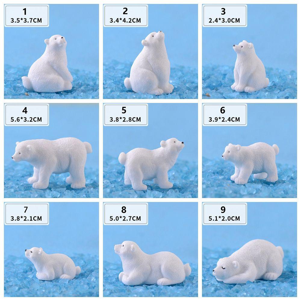 1 PC Mini Fairy Garden Model Animal  Polar Bear Figurines Simulation White Bear Miniatures