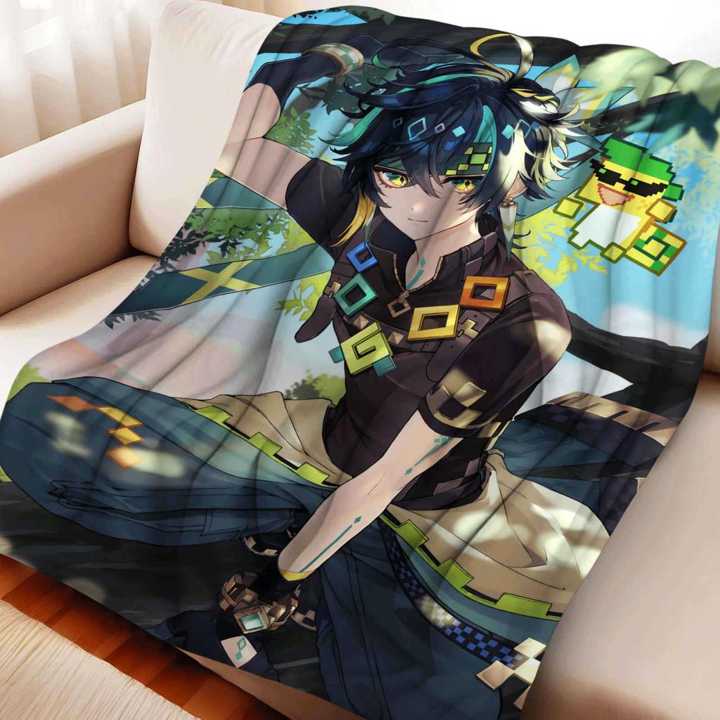 Game Genshin Impact Kinich Flannel Blanket Warmth Soft Air Conditioning Otaku Blanket Multifunctional Decorative Blankets