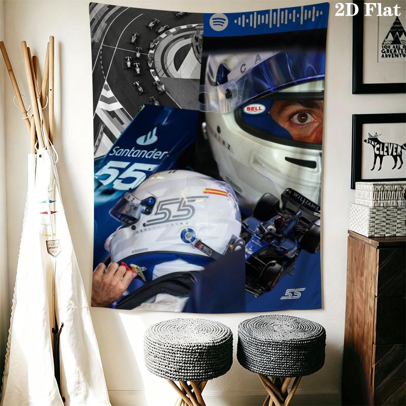 Carlos Sainz Wall Tapestry Aesthetic Wall Hanging Printed Fabric Blanket Decorative Tapestries for Bedroom Living Room Home Decor