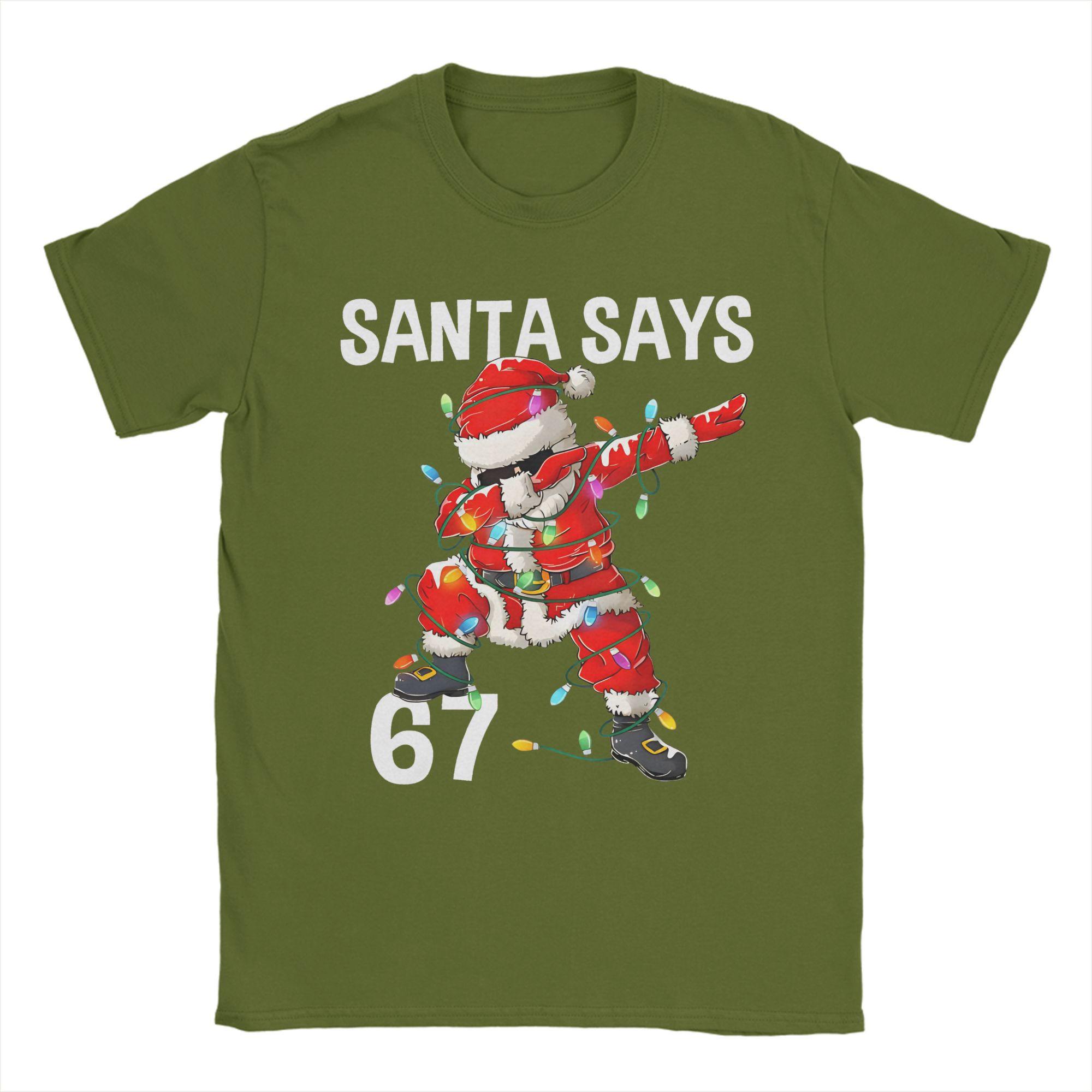 

Dabbing Christmas Santa Says 67 T-Shirts for Men Vintage Cotton Tee Shirt Round Collar Short Sleeve T Shirt Big Size Tops 4XL