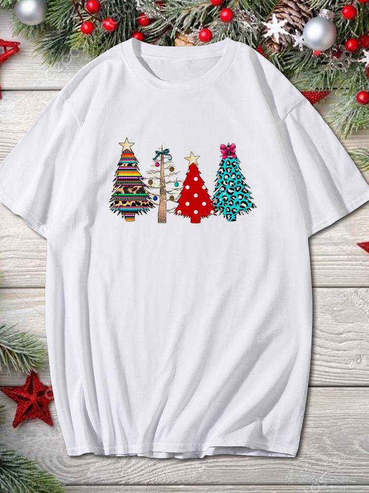 2025 Merry Christmas Women Holiday Fashion T Shirt Trend Graphic T-Shirts Holiday Tshirt New Year O-Neck Cartoon Top Xmas Gifts