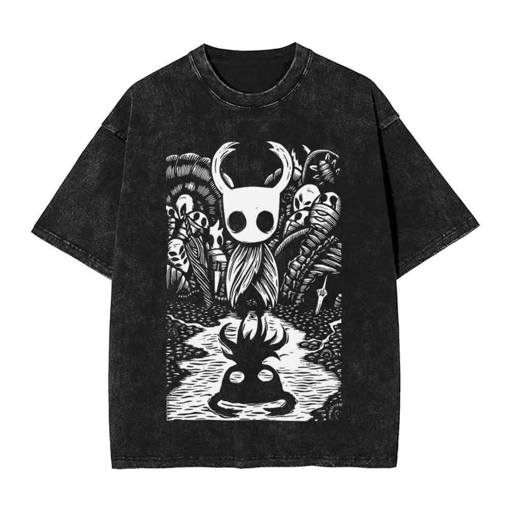 Mode Vintage Herren- und Damen-T-Shirt Hollow Knight Print T-Shirt Locker Kurzarm Streetwear Sommer Lässig Kinder Oberteile Kleidung