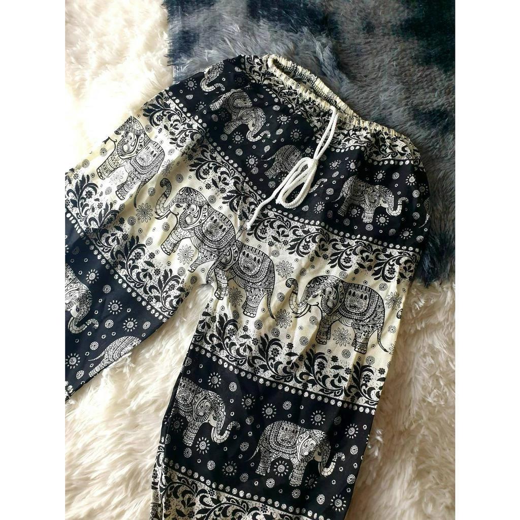 Elefant Jumpsbukser Justerbar Elastisk Midjebånd Stropp Unisex Kvinner Menn Trykk Thailand Casual Streetwear Strand Sommer Boho Bohemsk Retro Vintage