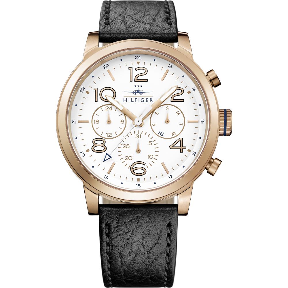 Tommy Hilfiger Jake White Black Leather Men s Quartz Watch 1791236 белый