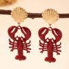 Women's Earrings, Creative and Exaggerated Red Lobster Shell Earrings, Suitable for Parties, Vacations, or As a Gift