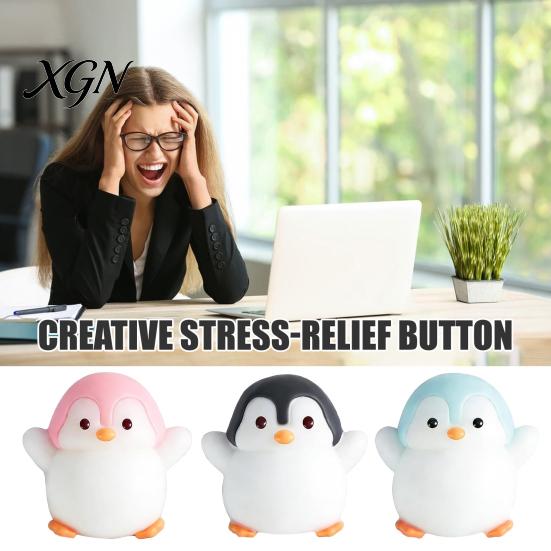 Bright Color Squeeze Toy with Cuet Penguin Shape Fidget Stress Relief TPR Material Sensory Soft Figure for Kids Teens Adults Cute Animal