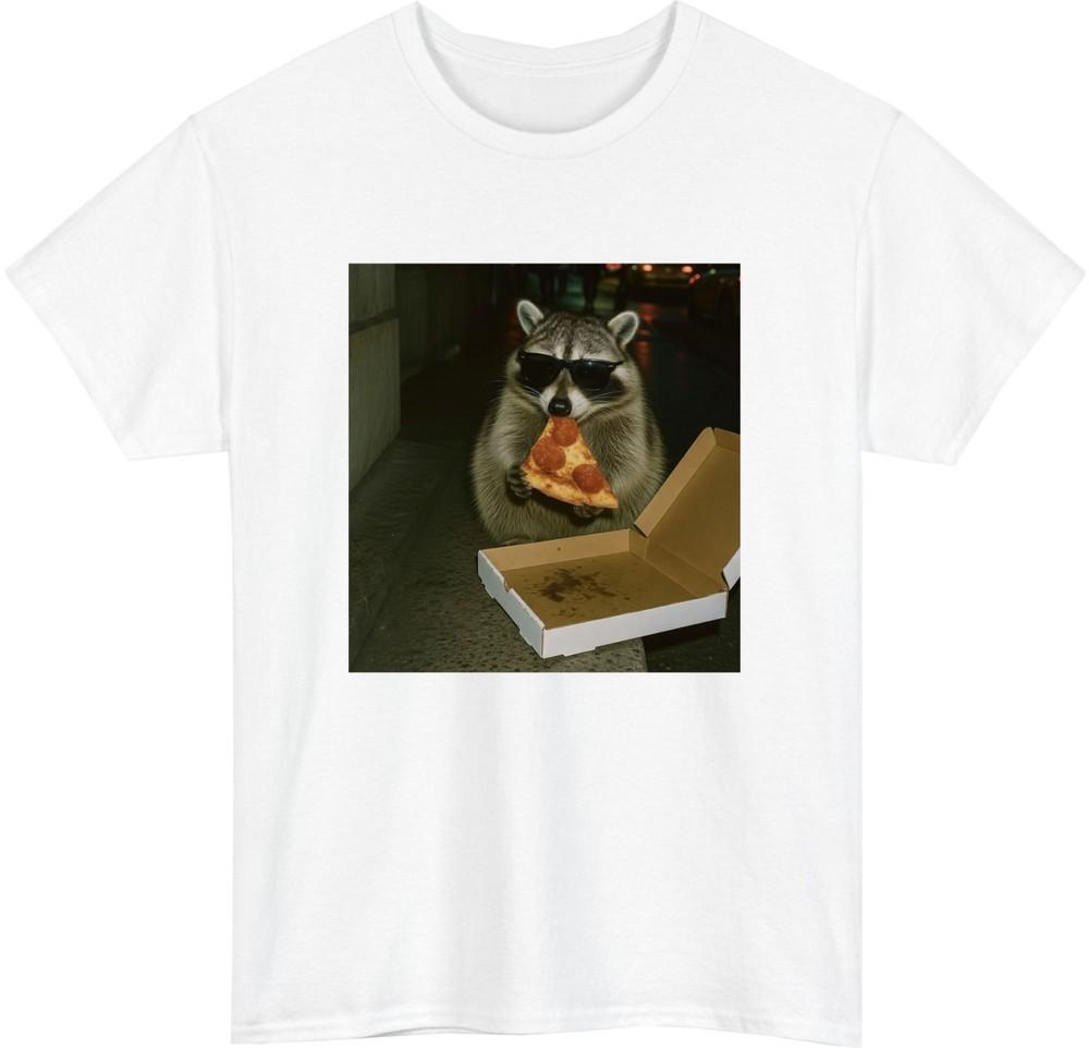 Funny Raccoon Eating Pizza TShirt Cool Sunglasses Animal Meme Unisex Tee Top