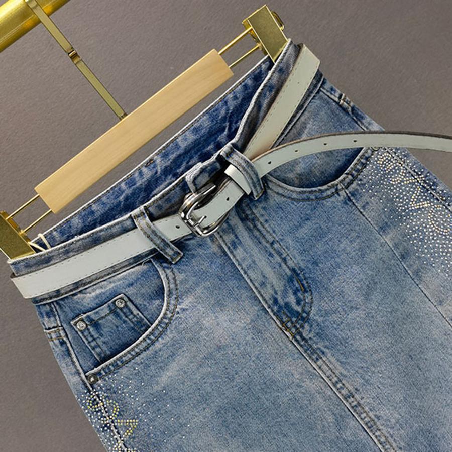 Fusta la moda de vara Fusta din denim cu strasuri cu design bodycon