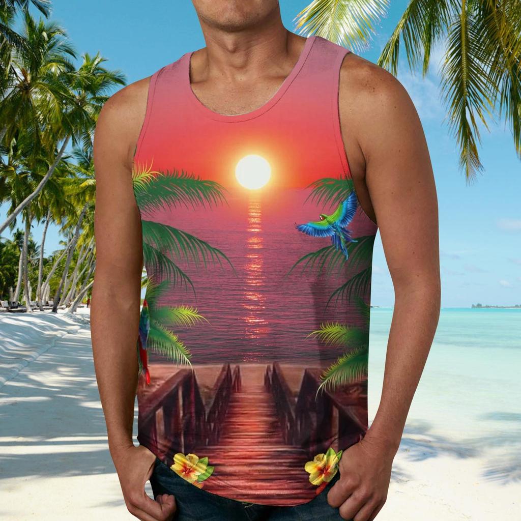 Summer Fresh Fashion New Beach Hawaii 3D Print Tank Top Tricou