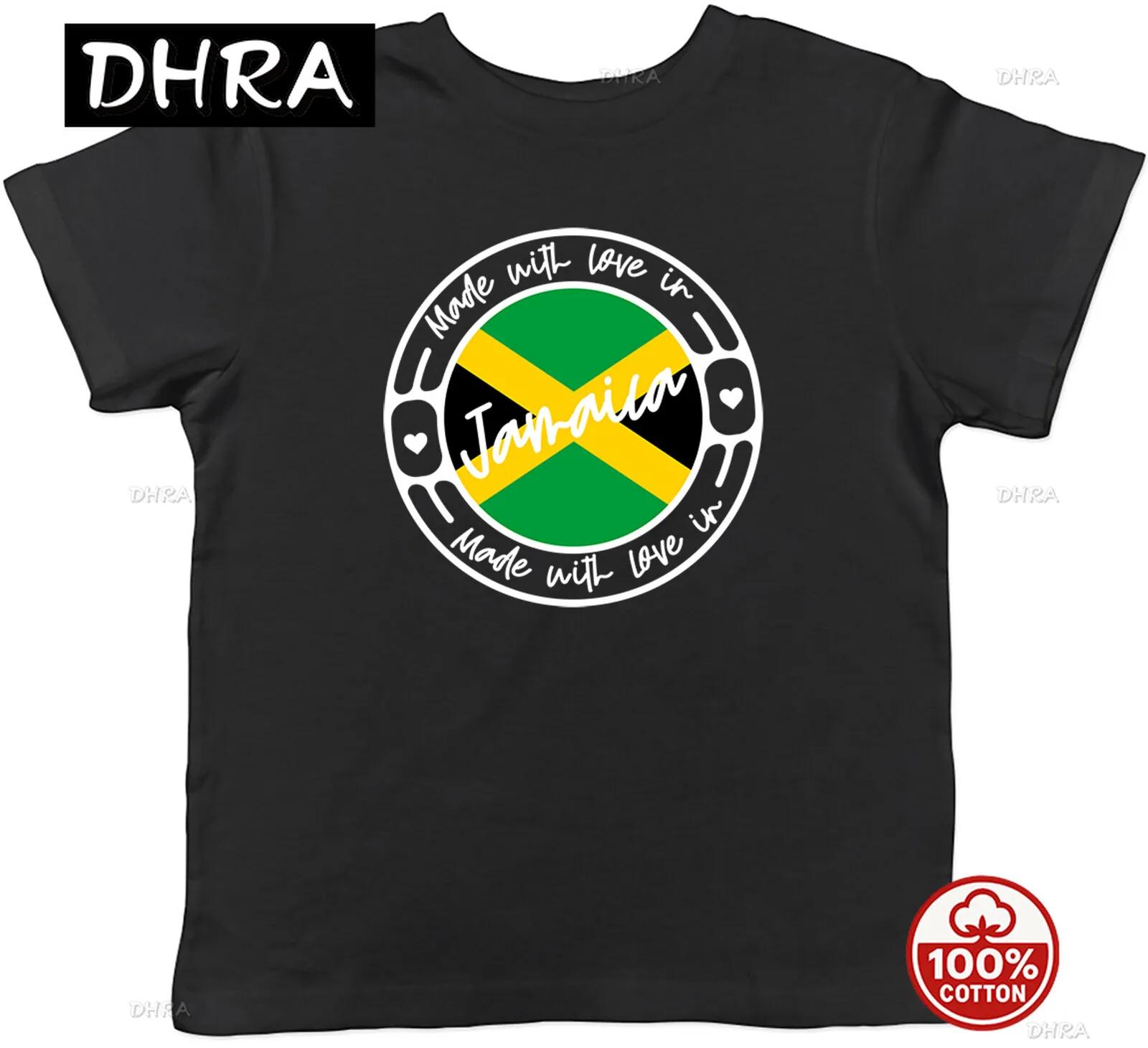 

Made with Love in Jamaica Country Childrens Kids TShirt Boys Girls Gift in Casual Shirt Comfy Cool T Shirts Soft Tops Funny S