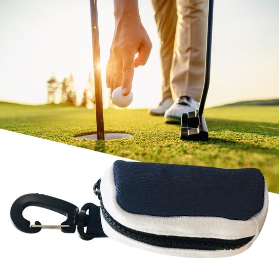 Golf Ball Pouch Compact Zipper Golf Accessory Portable Polyester Mini Bag for Sporting