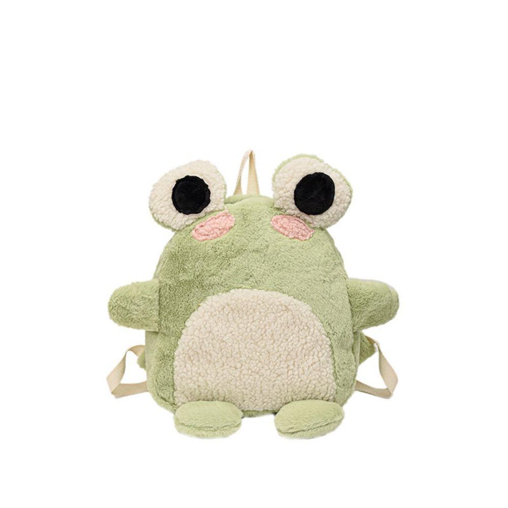 Fashion 3D Cartoon Frog Backpack Plush Animal Frog Shoulder Bag  Birthday Gift