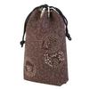 Inden Drawstring Bag with Silk Deerskin Purple with White Crane and Turtle Custom Order [Inden-ya] Gusset, Cord, Leather, Lacquer, Pattern,