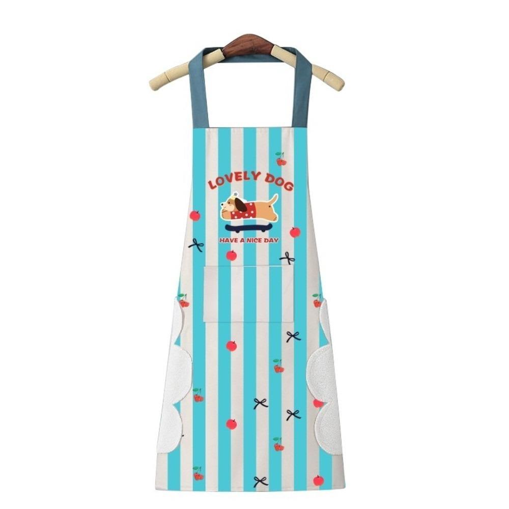 New Sleeveless Kitchen Aprons Cartoon Puppy Stripped Pattern Painting Overalls PVC Waterproof Working Clothes for Cleaning