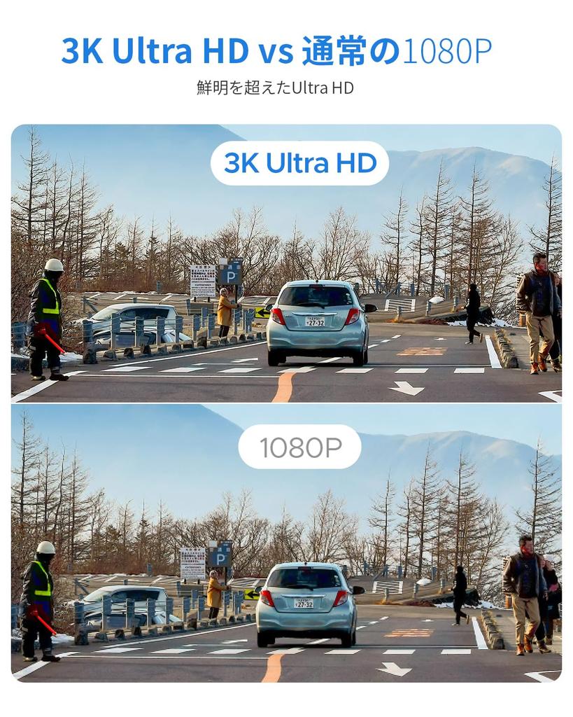 KAWA 3K Front Dash Cam with 32GB SD Voice Parking Night Loop App Screen Rotation Card, Control, Built-in Wi-Fi, 24-Hour Monitoring, G-Sensor, Vision,