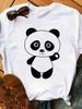 Cute Panda Print Tshirt Womens Summer Shortsleeve Crew Neck Top Casual and Comfortable Fabric Tshirt Tops