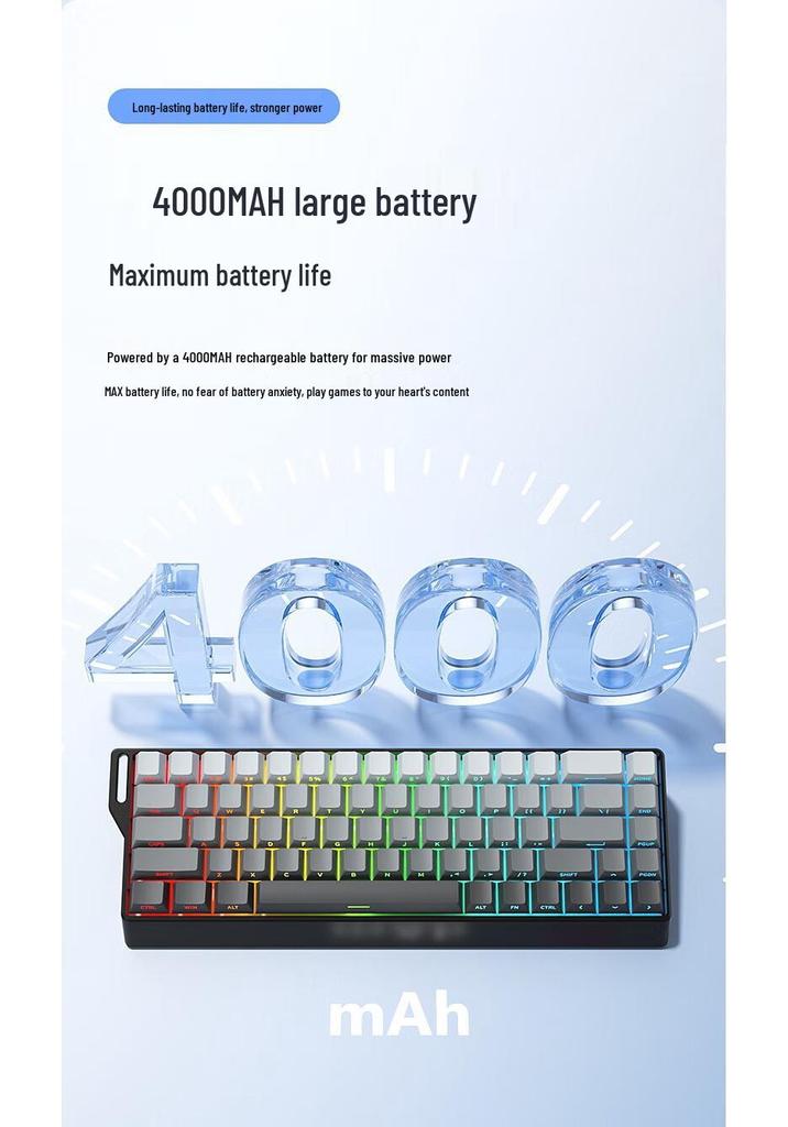 K68 Three-Mode Wired RGB Mechanical Gaming Keyboard, 68 Keys